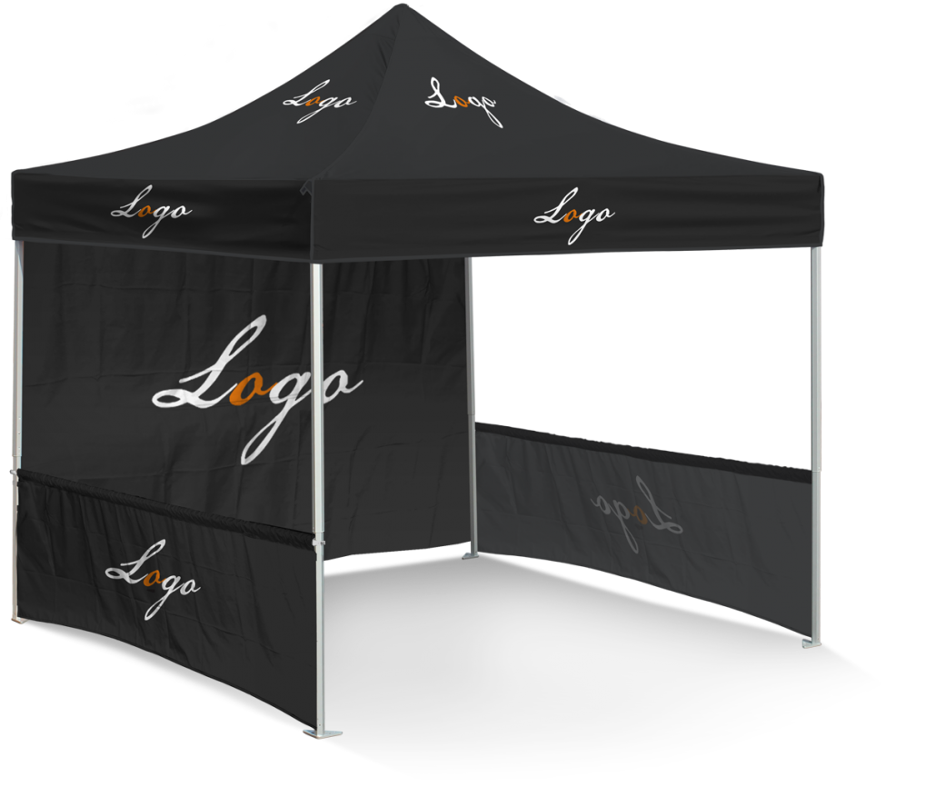 Pop up Canopy Tents Heavy Duty With Backdrop & Quarter Side Barrier Print 10x10 Luxury Octagon - MX-PCTBB10