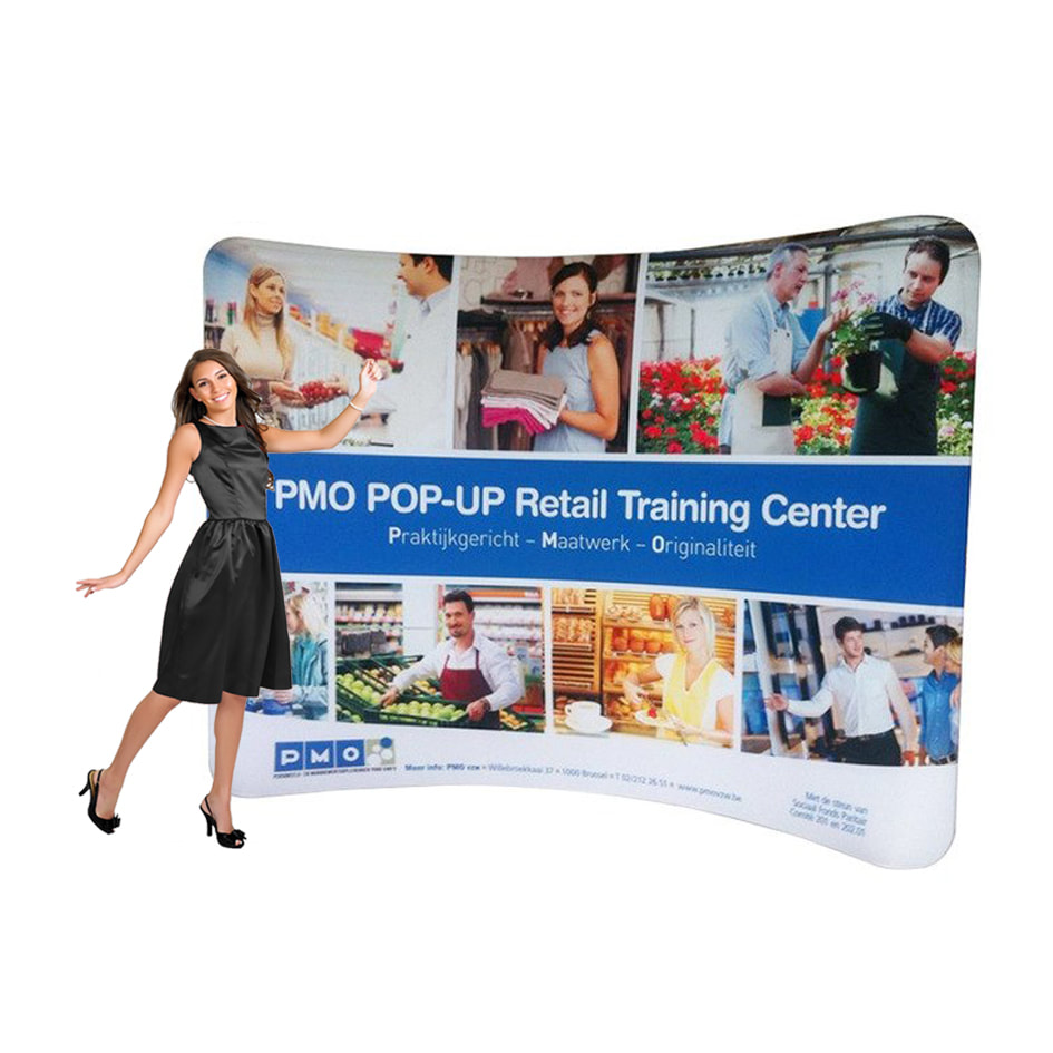 Tension Fabric Display Backdrop Wall – 10x8 Feet Curve Edition TRUE HD - MX-TFC10