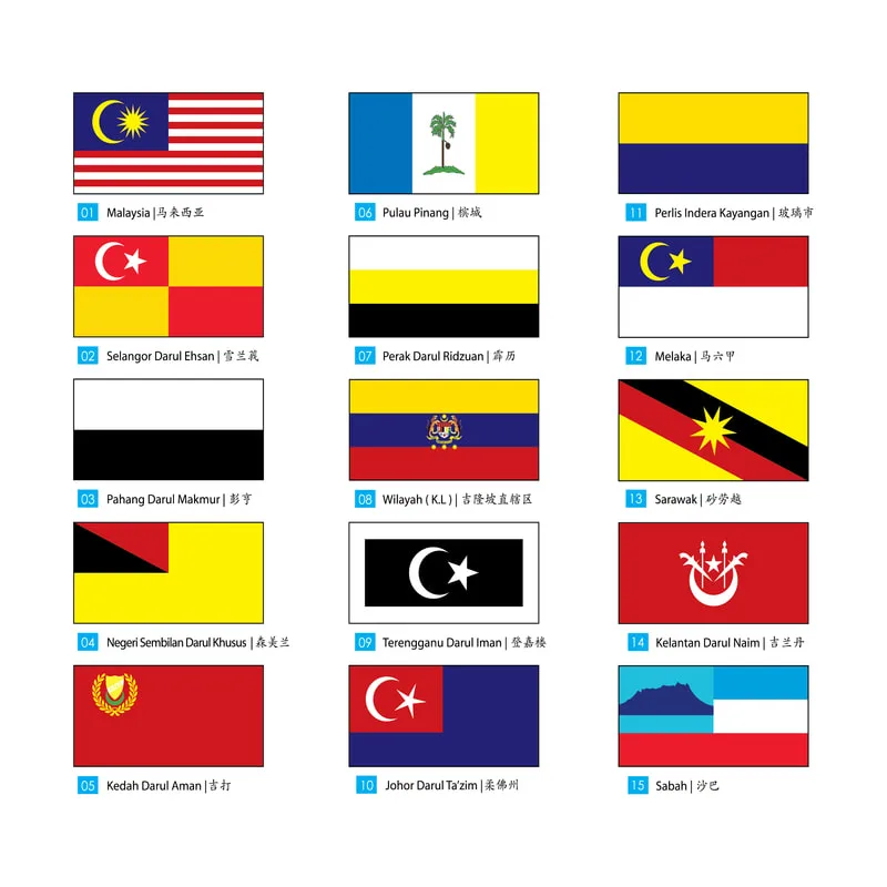 Malaysia Country Flag and All States String Flags Decoration - MX-MYASF