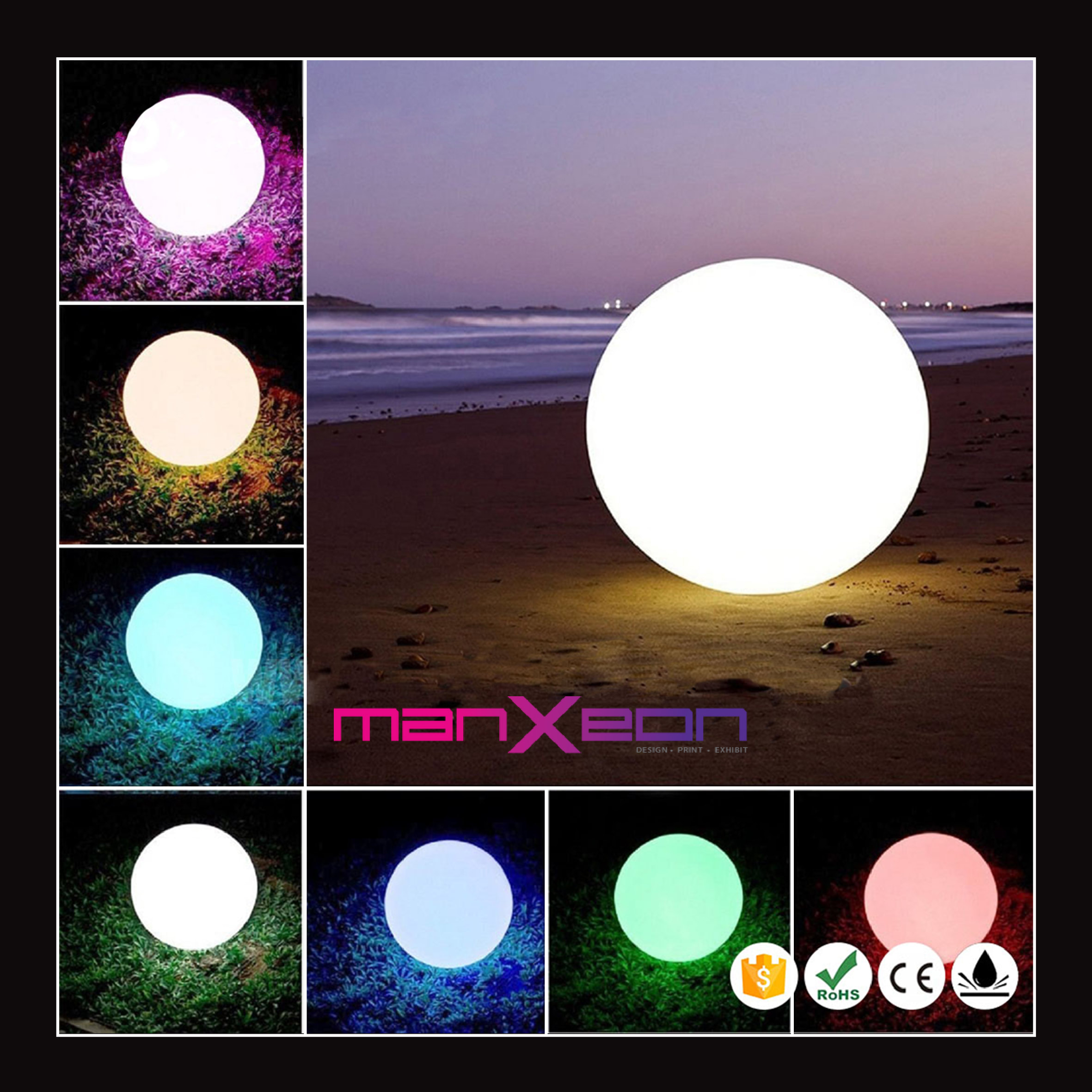 Multi-color Decoration LED Light Ball Waterproof / Rechargeable - Free Remote - MX-LLBD