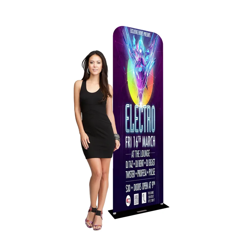 MAX Tube Banner Tension Fabric Display with Steel Base - Single Side - MX-TFHSTB