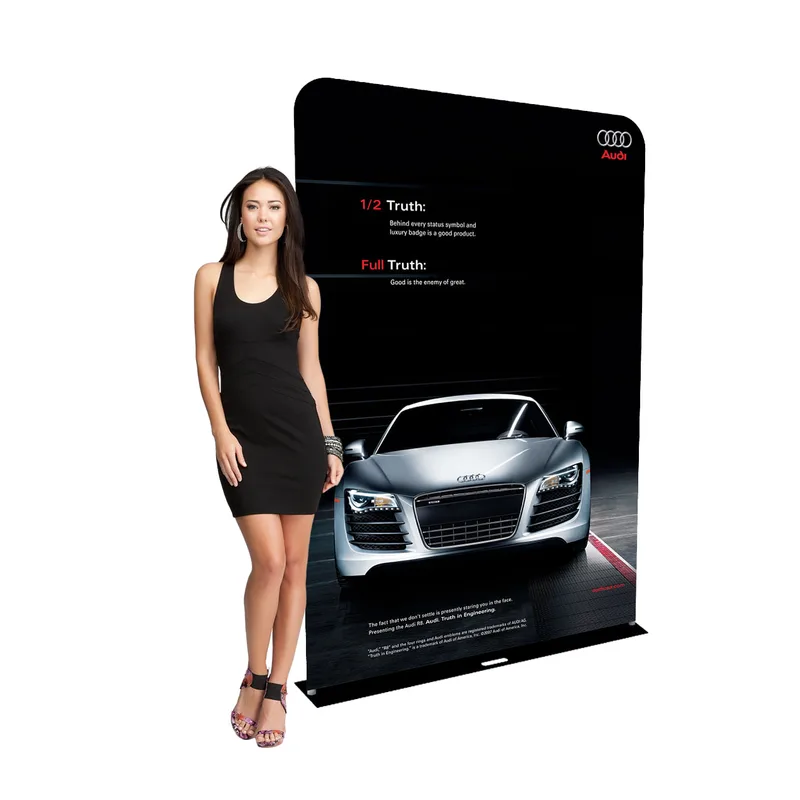 MAX Tube Banner Tension Fabric Display with Heavy Steel Base - Double Sides - MX-TFHDTB
