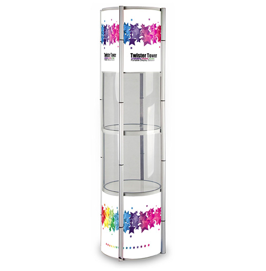 Pop Up Twister Rack Tower 4 Tier Round Display With Downlight - MX- TTCR