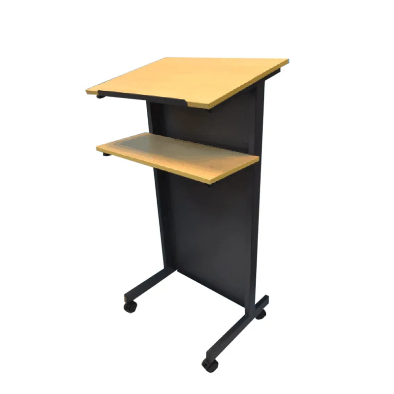 Metal Wooden Top Rostrum Stand With Wheel - MX-RTREX37