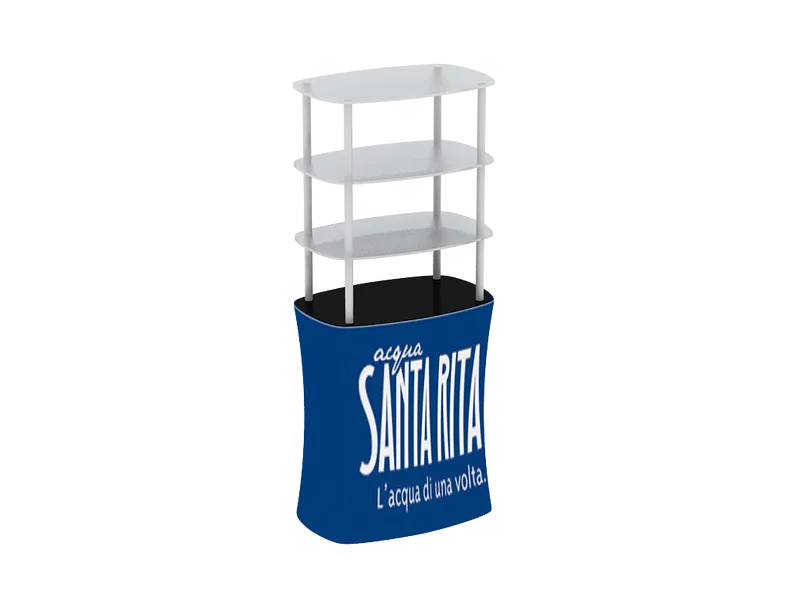 Smart Tension Fabric Square Counter with 3 Tiers Rack Table - MX-SCTF3R