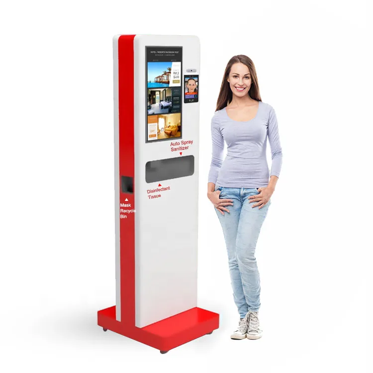 All in 1 Digital Signage with Face Recognition Fever Thermal Camera Scanner & Sensor Sanitizer Dispenser Kiosk Ultra Edition - MX-AIO32ULTRA