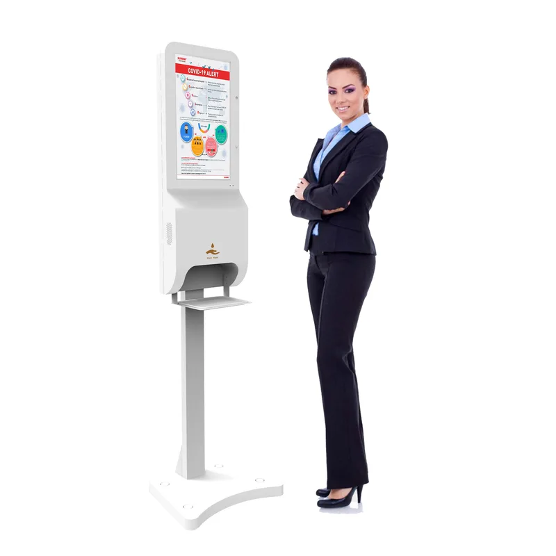 3 in 1 Digital Signage with Thermometer & Auto Sensor Sanitizer Dispenser Floor Stand - MX-TSRT21MAX