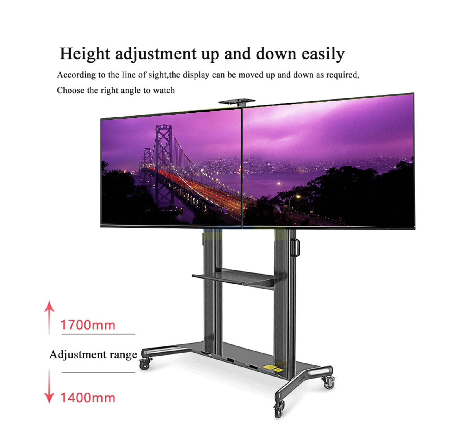 Heavy Duty Dual Double TV Screen Floor Stand With Universal Bracket 50 - 60 Inch TV - MX-TVS11