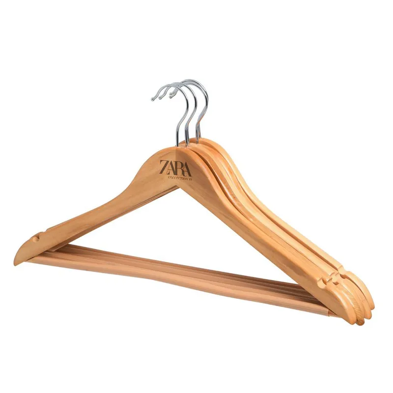 Wood Hanger Custom Logo Engraving Marking Cloth Hanging Supplier Logo Penggantung Baju - MX-WHEB