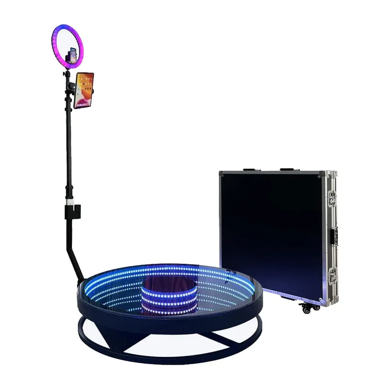 360 Photo Booth Rotating Turntable Camera LED Glass Platform for Event - MX-360PBG