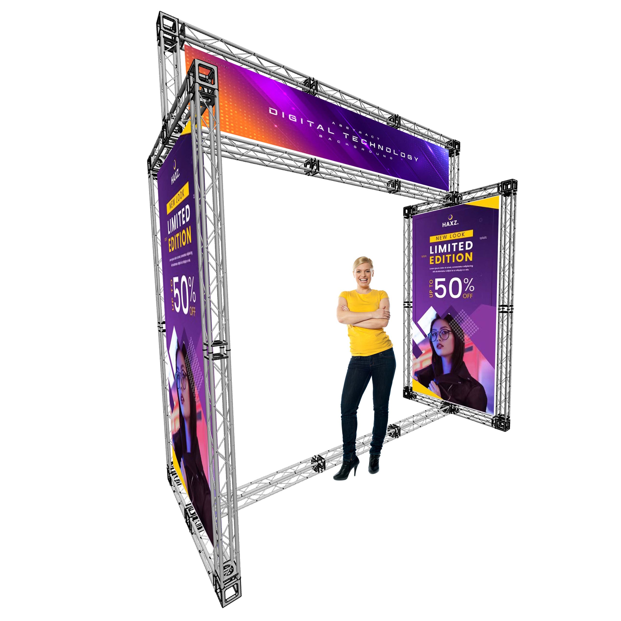 Truss System I-Shape 3x3 Backdrop 10cm Aluminum Frame - MX-MTI12H