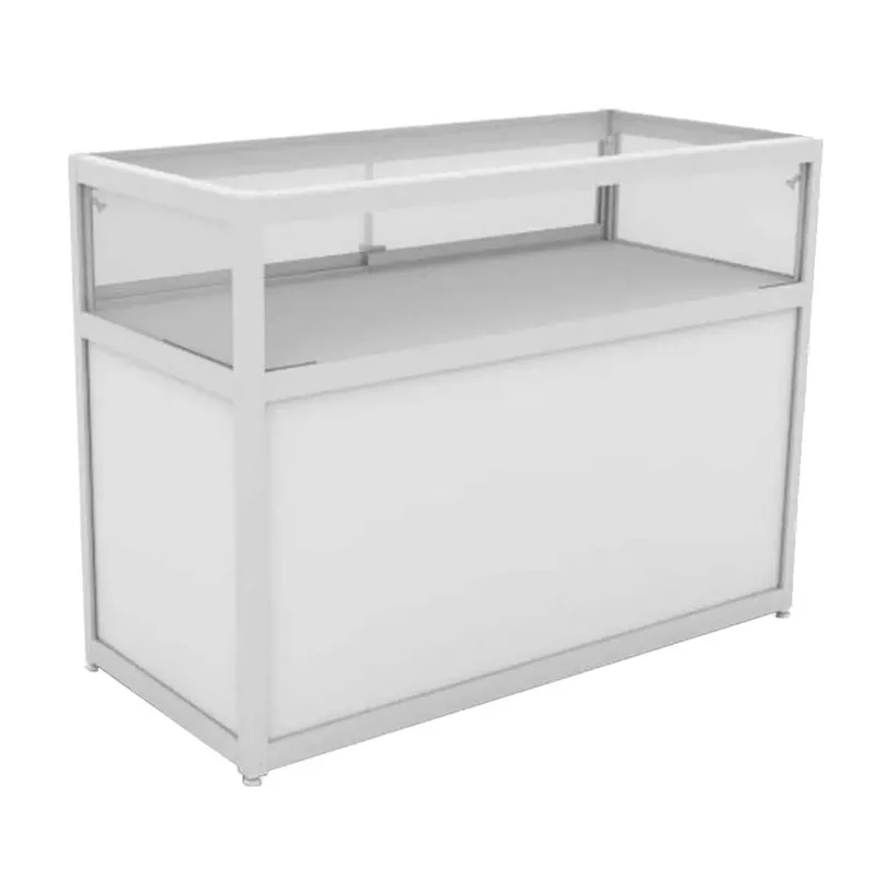 Shell Scheme Table with Locker Glass Top & Drawer Rent / Install / Dismantle - MX-GTDC