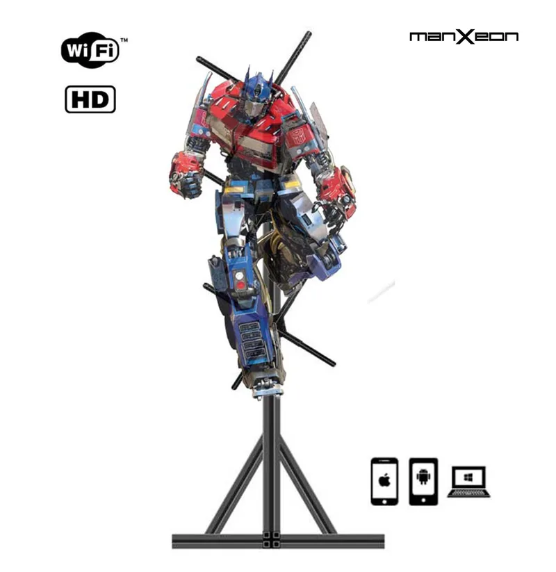 HD 3D Hologram Fan 3 Units TRIPLE STAND 65cm 4 Blades HD LED Display - IOS Android WiFi - MX-THFM65