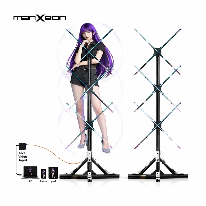 HD 3D Hologram Fan 3 Units TRIPLE 100cm 4 Blades HD LED Display - IOS Android WiFi - MX-THFM100