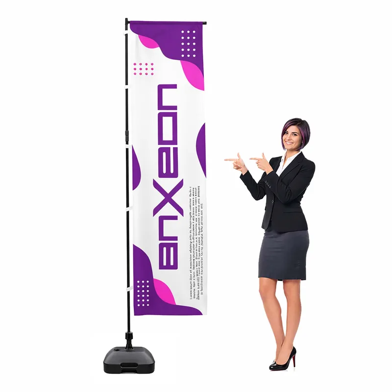 Flagpole Banner Stand with Flag Black Square Water Tank - MX-FPF12