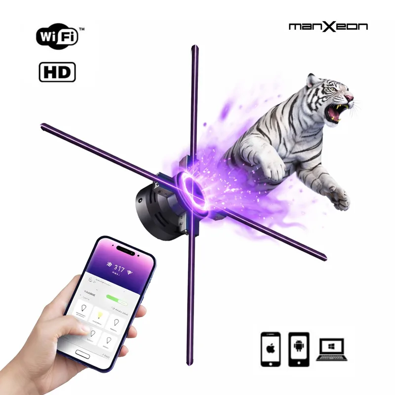 HD LED 3D Hologram Fan Display 4 Blades 80cm - IOS Android WiFi - MX-HFP80